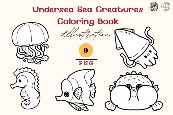 Undersea Sea Creatures Coloring (9 PNG) - Download Now