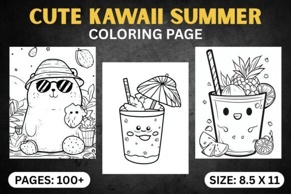 Cute Kawaii Summer Coloring Pages - Download Now