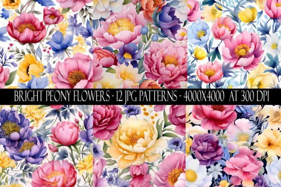 Bright Peony Flower Patterns - Download Now