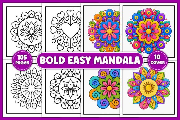 Bold Easy Mandala Coloring Book Kids - Download Now
