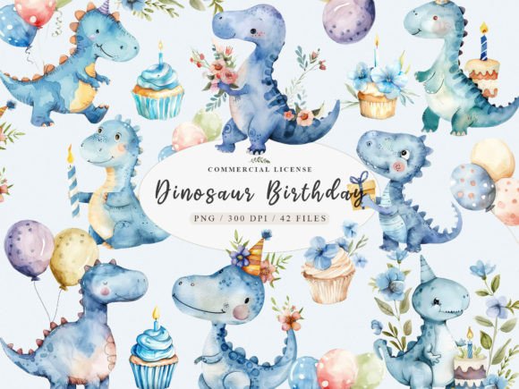 Blue Dinosaur Birthday,Baby Boy Dinosaur - Download Now