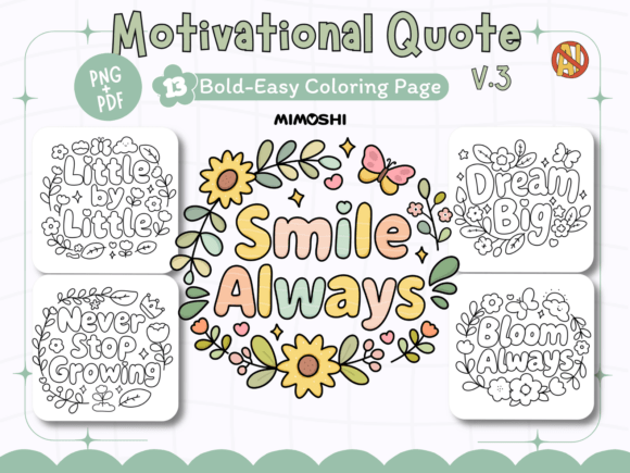 Motivational Quotes Coloring Pages V.3 - Download Now