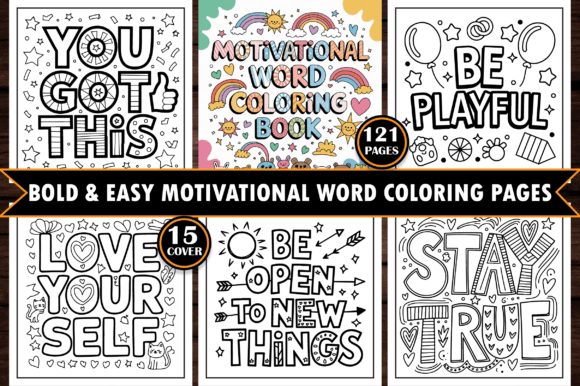 121 Motivational Word Coloring Pages - Download Now