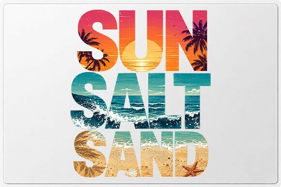 Sun Salt Sand Beach Typography PNG - Download Now