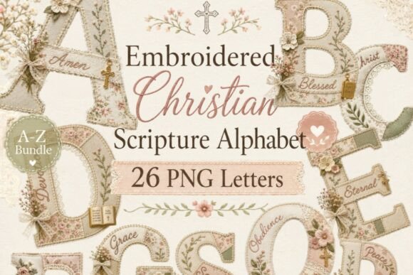 Embroidered Christian Scripture Alphabet - Download Now