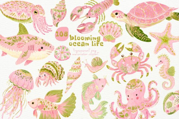 Watercolor Blooming Ocean PNG Clipart - Download Now