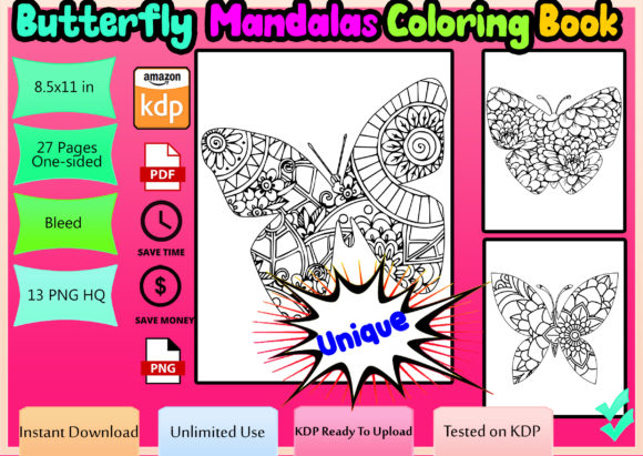 Butterflies for Coloring Book Kdp - Download Now